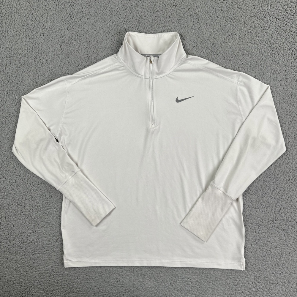 Nike Element 1/2-Zip Running Top Women  Large White Reflective CU0349-100